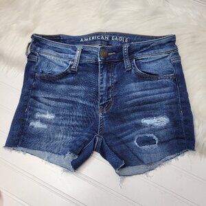 American Eagle Women's Size 2 Cutoff Shorts Jean Dark Wash Distressed Stretch